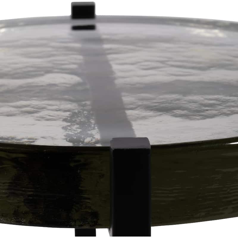 Sagebrook Home Accent Table Glass and Iron Modern Round 16.5"x16.5"x22.25" Black and White - 16.5" x 16.5" x 22.25"