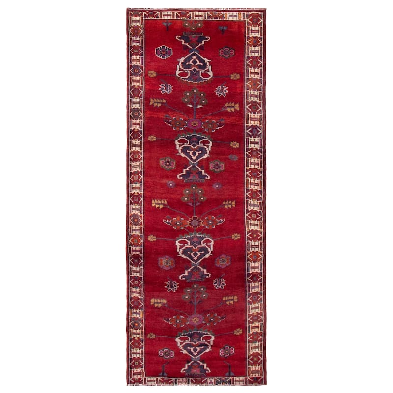 ECARPETGALLERY Hand-knotted Melis Vintage Dark Red Wool Rug - 4'6 x 12'3 - Dark Red - 4'6 x 12'3