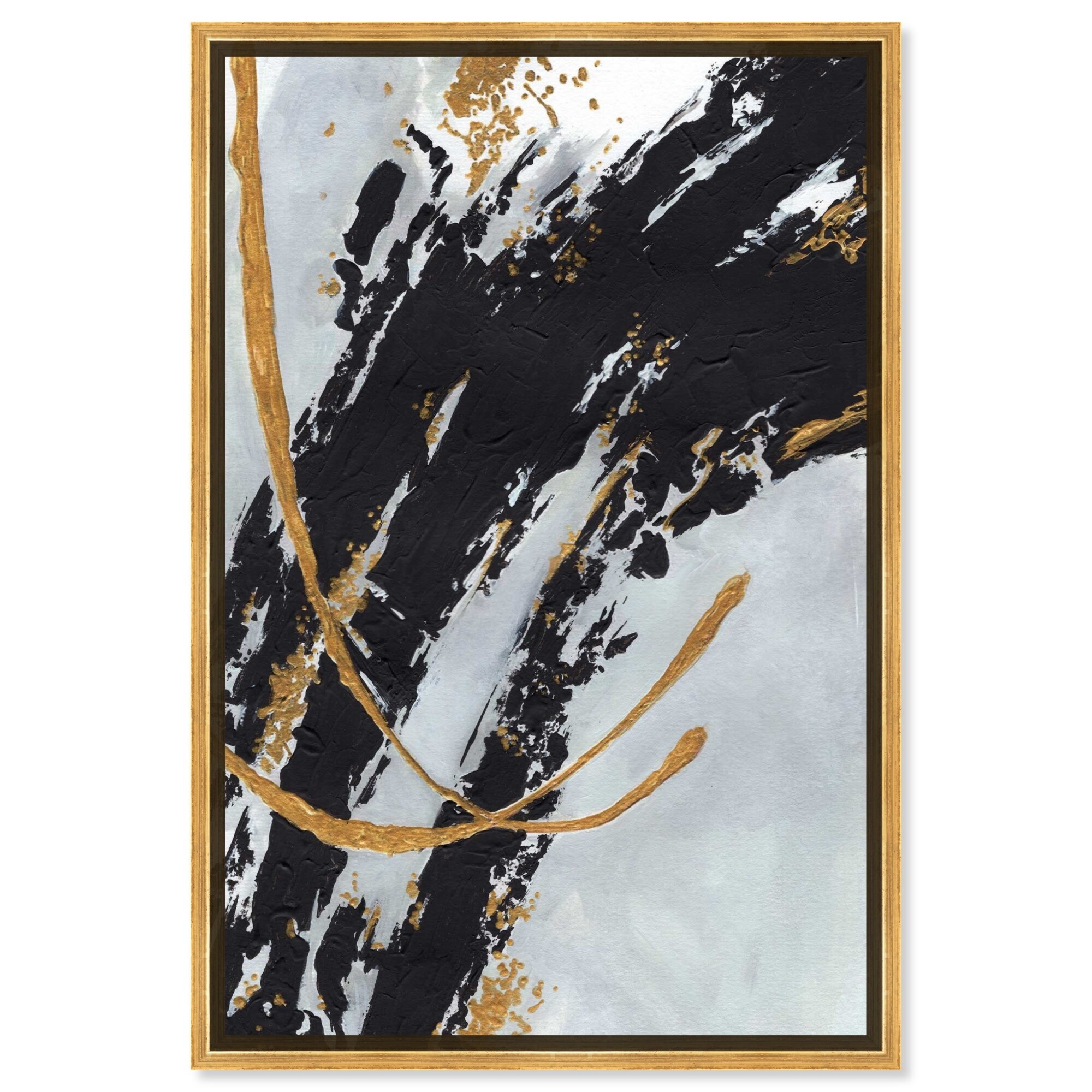 Think Gold I Canvas Black Paint Abstract by Art Remedy