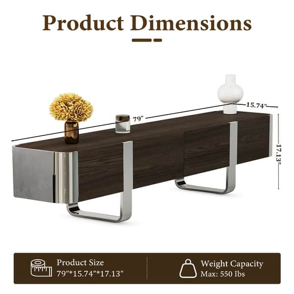 dimension image slide 2 of 6, 79 inch Wood TV Stand Partial Assembly Entertainment Center Modern Media Console with Drawers and Storage Cabinets