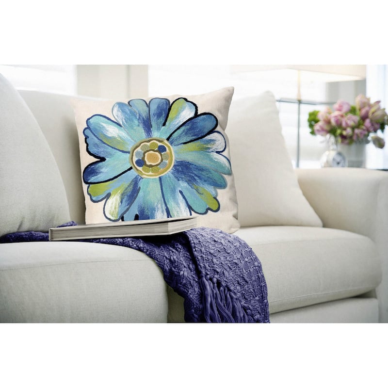 Liora Manne Visions III Daisy Indoor/Outdoor Pillow Aqua 20" x 20"