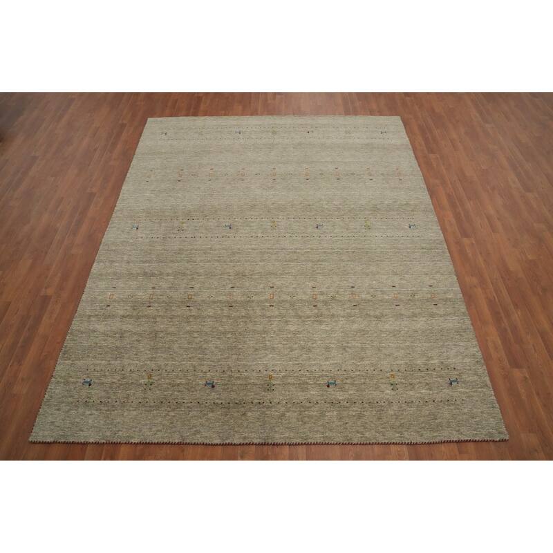 Hand Knotted Oriental 100% Wool Carpet Tribal Animal Pictorial Multi-Colored Gabbeh Area Rug - 9' 9'' X 7' 11''
