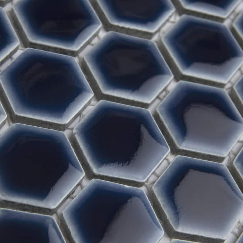 Merola Tile Hudson 1" Hex Smoky Blue 11-7/8" x 13-1/4" Porcelain Mosaic Floor and Wall Tile