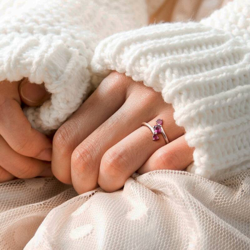 Miadora Multi-Gem Three Stone Bypass Ring Sterling Silver