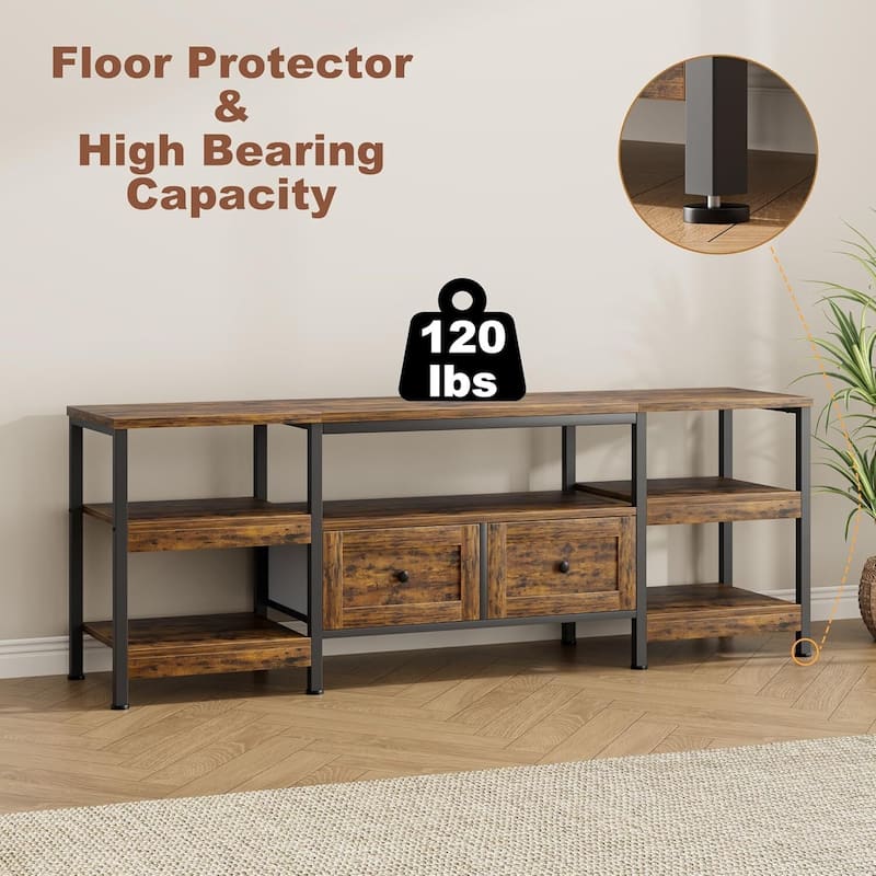Rustic 71" TV Stand Media Console with 2 Drawers Entertainment Center for TVs Up to 75" - N/A