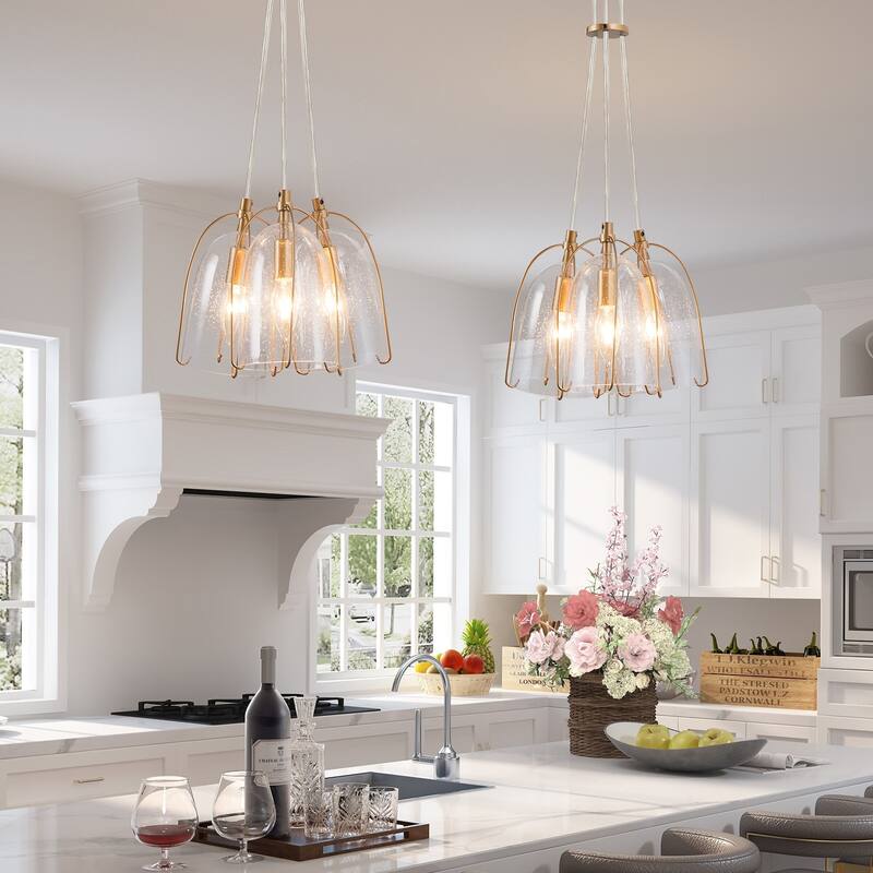 Modern Tulip Glass Island Pendant Light Linear Cluster Chandelier for Dining Room, Entryway - Out of stock - Out of stock
