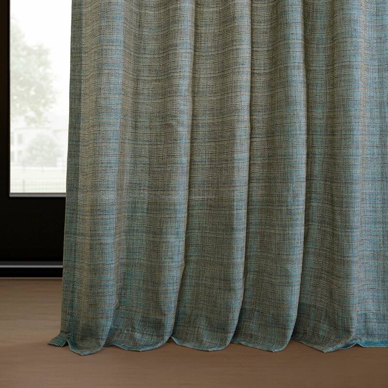 Exclusive Fabrics Raw Linen Weave Light Filtering Curtains for Bedroom & Living Room Curtains Pair - 2 Panel Drapes