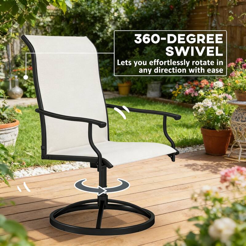 GDFStudio - Nathan Outdoor Dining Swivel Chairs Crafted for Elevated Comfort and Easy Movement