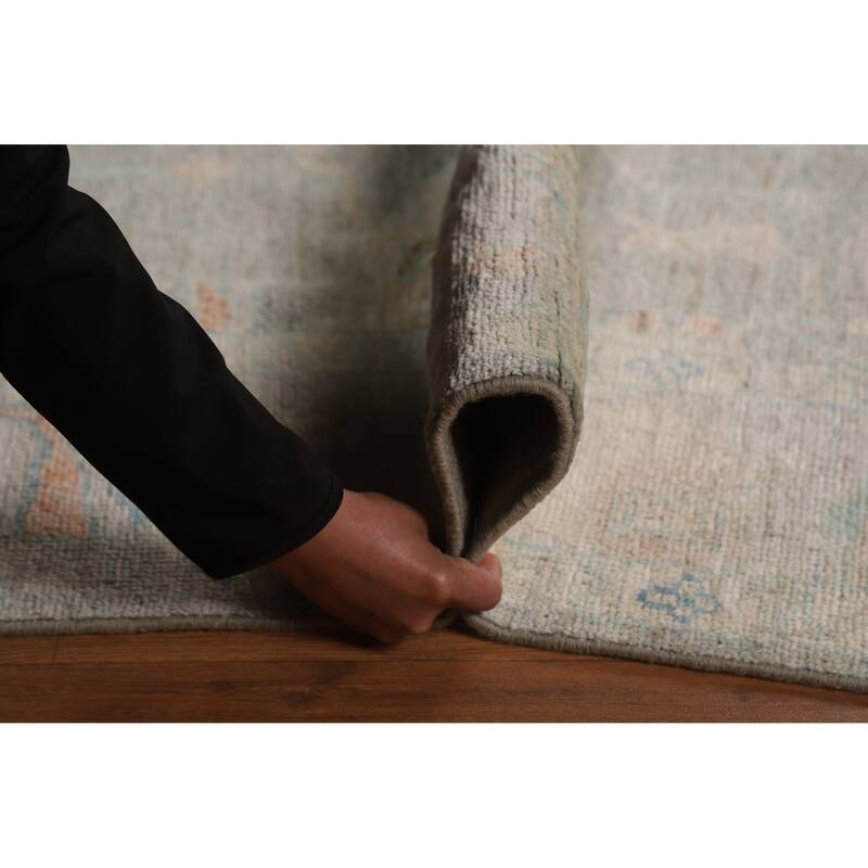 Hand Knotted Oriental 100% Wool Carpet Transitional All-Over Greys & Charcoal Oushak Area Rug - 6' 10'' X 5' 0''