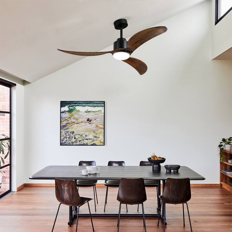 Small Wood Ceiling Fan without Light With Wall Switch and Remote Control