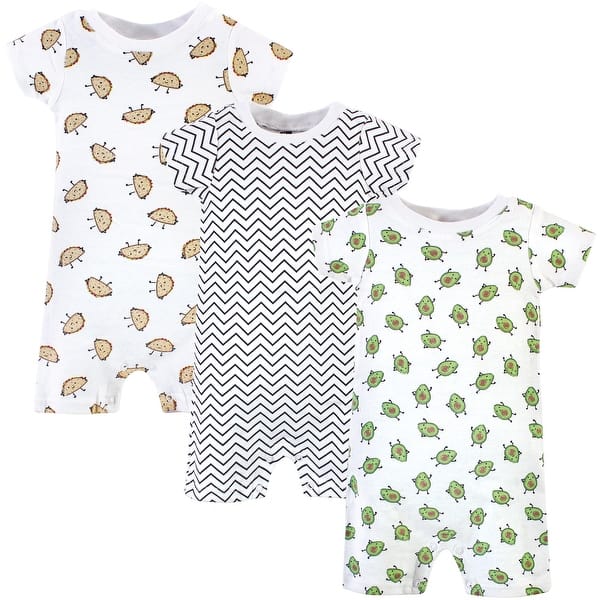 slide 1 of 1, Hudson Baby Infant Boy Cotton Rompers 3pk, Aliviado 0 - 3 Months - Green
