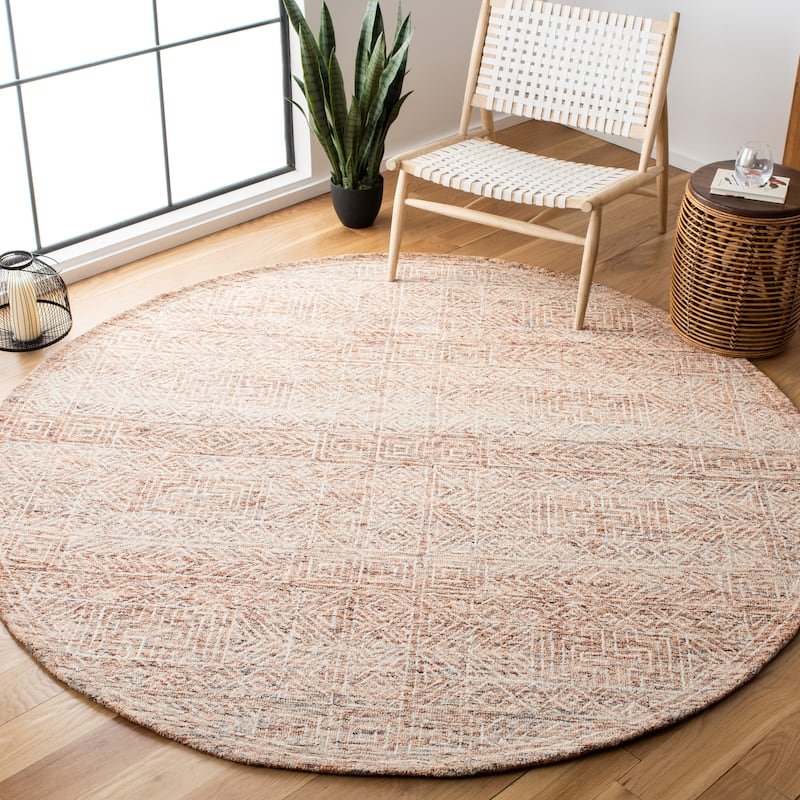 SAFAVIEH Handmade Capri Virjiniya Modern Wool Rug - 7' Round - Brown/Beige