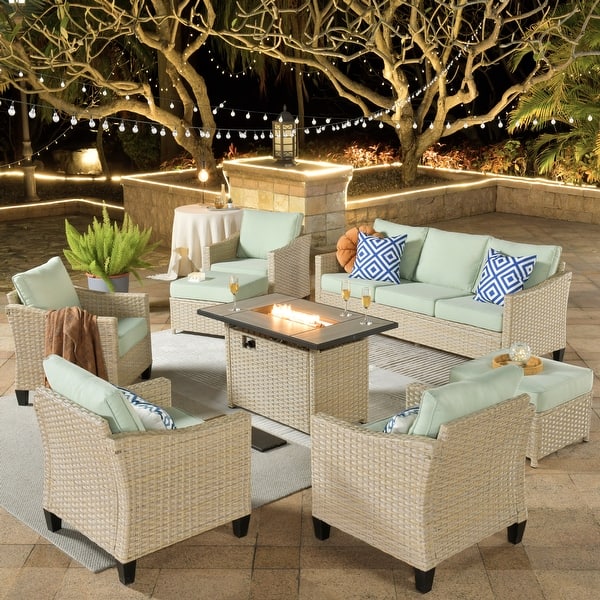 Couch Wayfair Patio Furniture With Fire Pit XIZZI 8-piece Patio