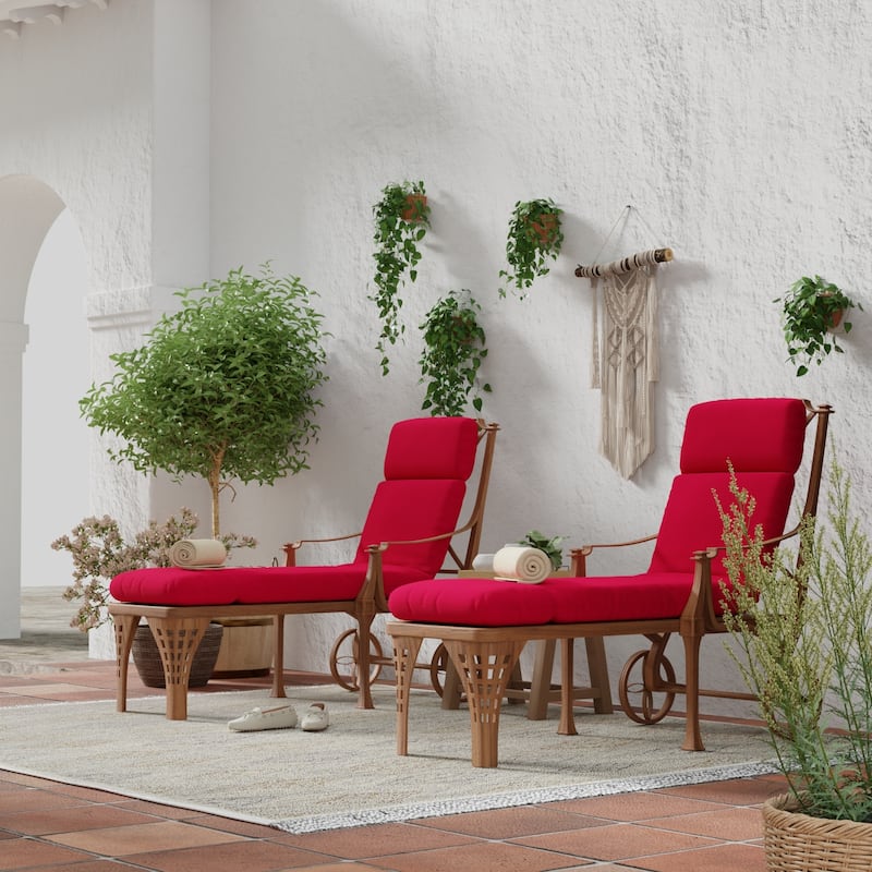 72" x 22" Outdoor Chaise Lounge Cushion with Ties and Loop - 72'' L x 22'' W x 3.5'' H - Really Red