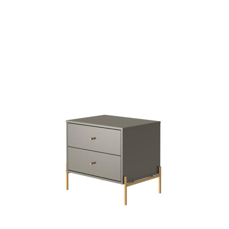 Modern Nightstand with 2 Drawers and Accents Steel Legs