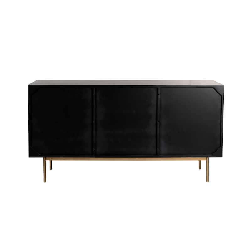 Curtis 3-Door Solid Wood with Natural Woven Cane Sideboard