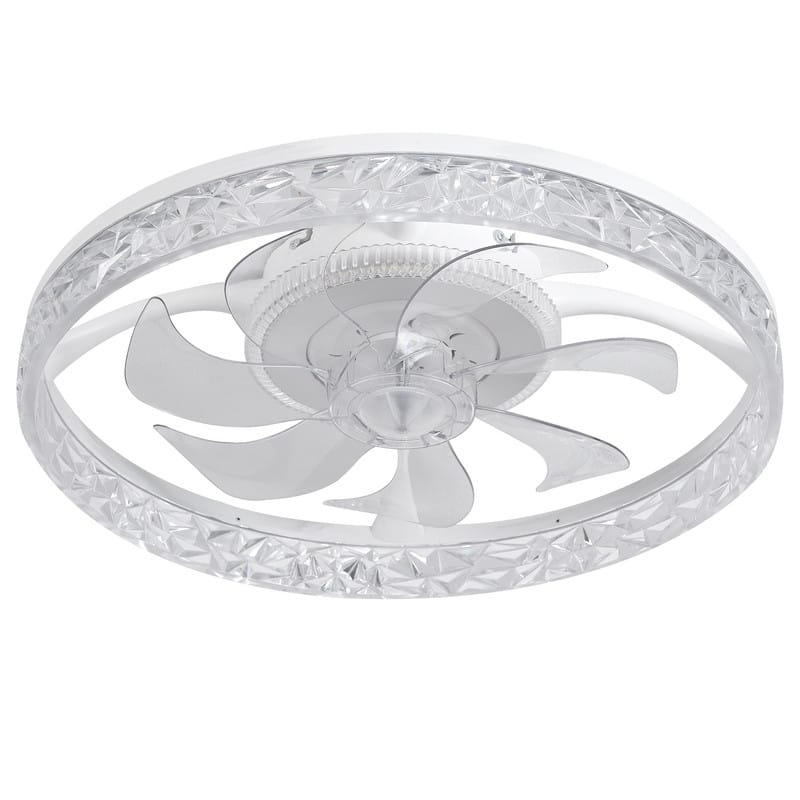 Modern Ceiling Fan Light, Remote, Dimmable LED, 6-Speed, Quiet, Flush Mount
