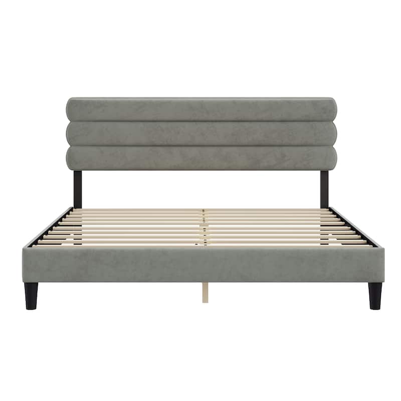 King Size Channel-tufted Upholstered Platform Bed