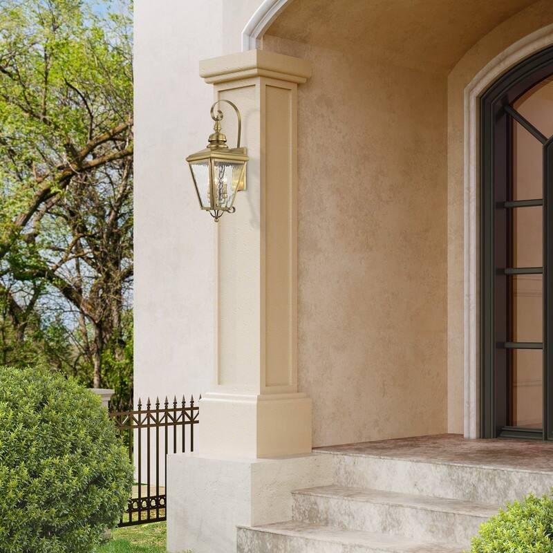 Livex Lighting 3-light Antique Brass Outdoor Lantern, 2033-01 - 10.625" W X 29" H X 12.5" EXT