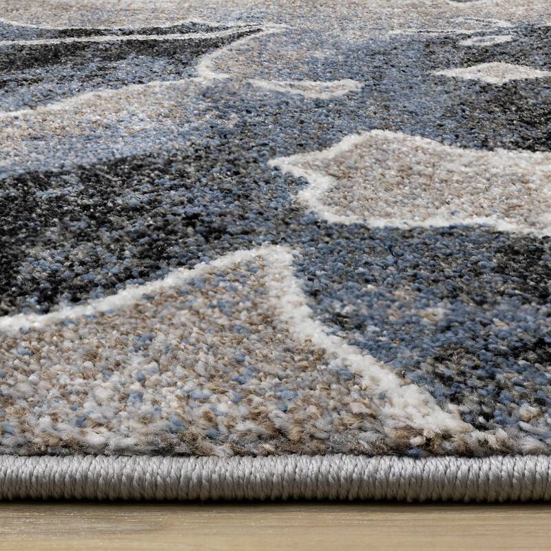 Brookfield Collection - Blue/Cream/Black Floral Rug