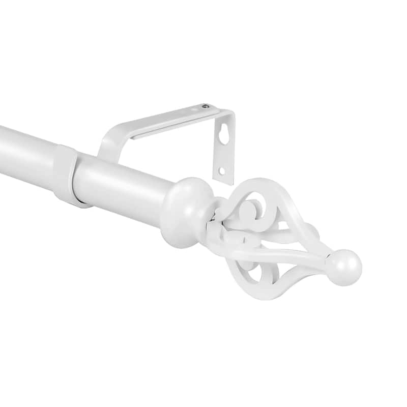 1-inch Diameter Portia Adjustable Single Drapery Curtain Rod - 28"-48" - Glossy White