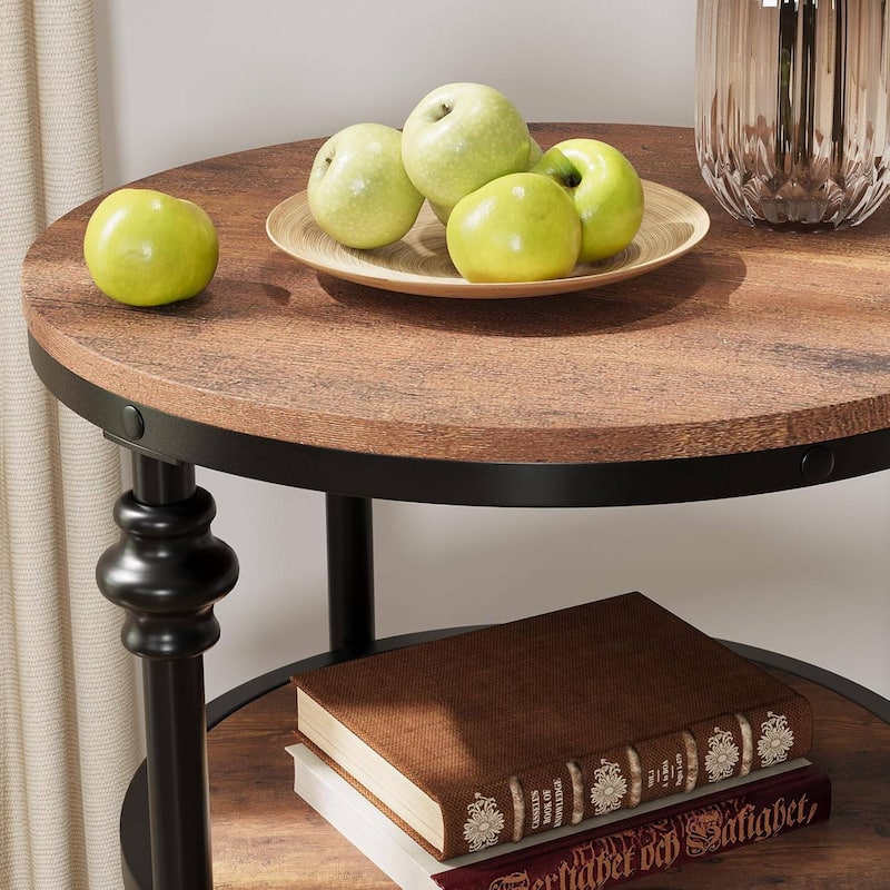 Vintage 3-Tier End Table with Storage Shelf