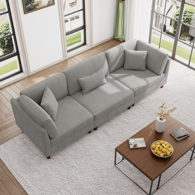 Modern Oversized Modular Corduroy Sectional Sofa Set