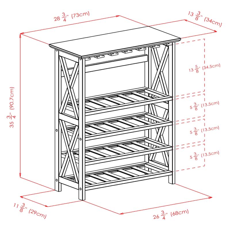 Rio 24-Bottle Wine Rack, Espresso - 28.74 x 13.39 x 35.71 inches