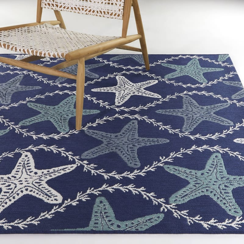 Endre Nautical Starfish Indoor/Outdoor Area Rug - 7'10" x 10' - Dark Blue