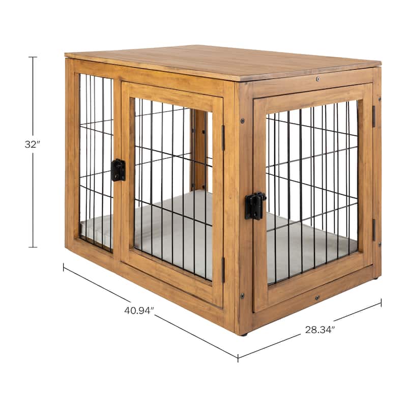 PETMAKER Furniture-Style Dog Crate with Double Doors and Cushion