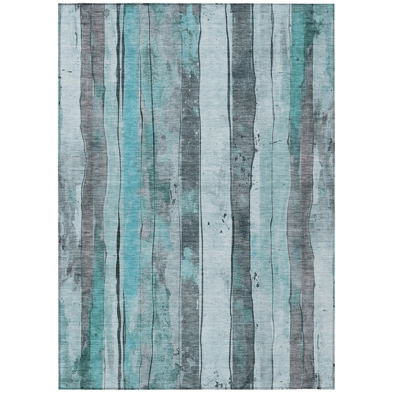 HomeRoots Striped Transitional Rectangle Outdoor Rug