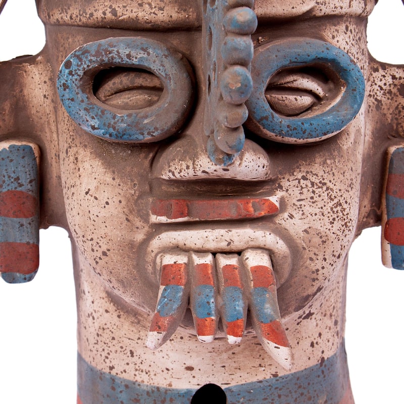Novica Handmade Aztec Rain God Tlaloc Ceramic Vessel