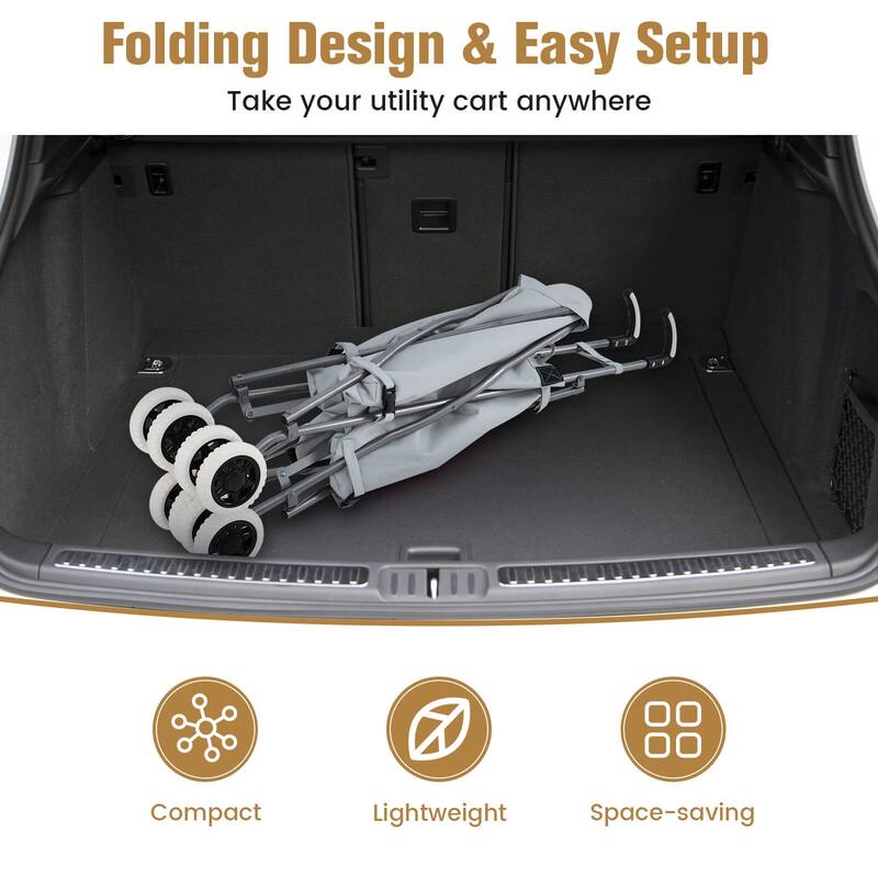 Costway Folding Shopping Cart Utility w/ Water-Resistant Removable