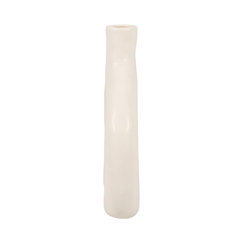 Sagebrook Home Ceramic 8" Textured Wide Cutout Vase, Oval, 7.87"H, Solid Color
