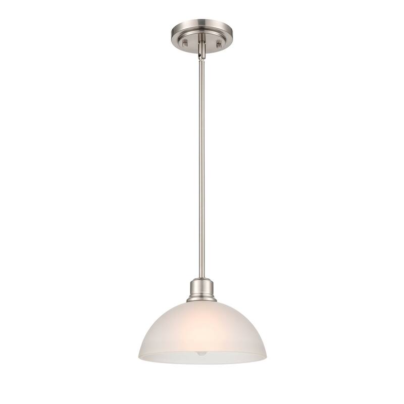 Millennium Lighting Amberle 1 Light in Matte Black or Brushed Nickel Pendant with Frosted White Glass Shade - Brushed Nickel