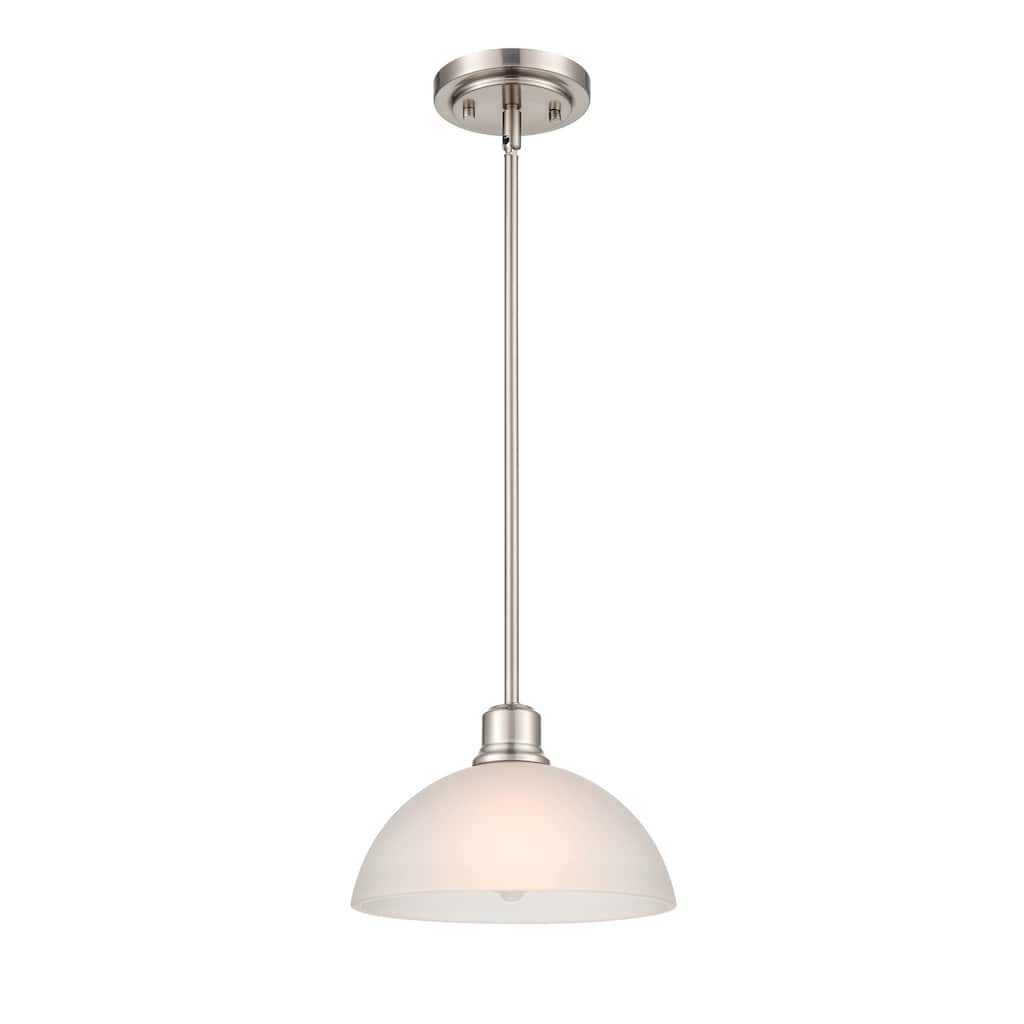 Millennium Lighting Amberle 1 Light in Matte Black or Brushed Nickel Pendant with Frosted White Glass Shade