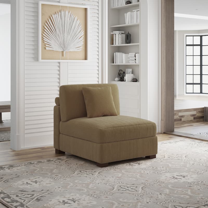 Corduroy Couch Modular Sectional Sofa with Pillows