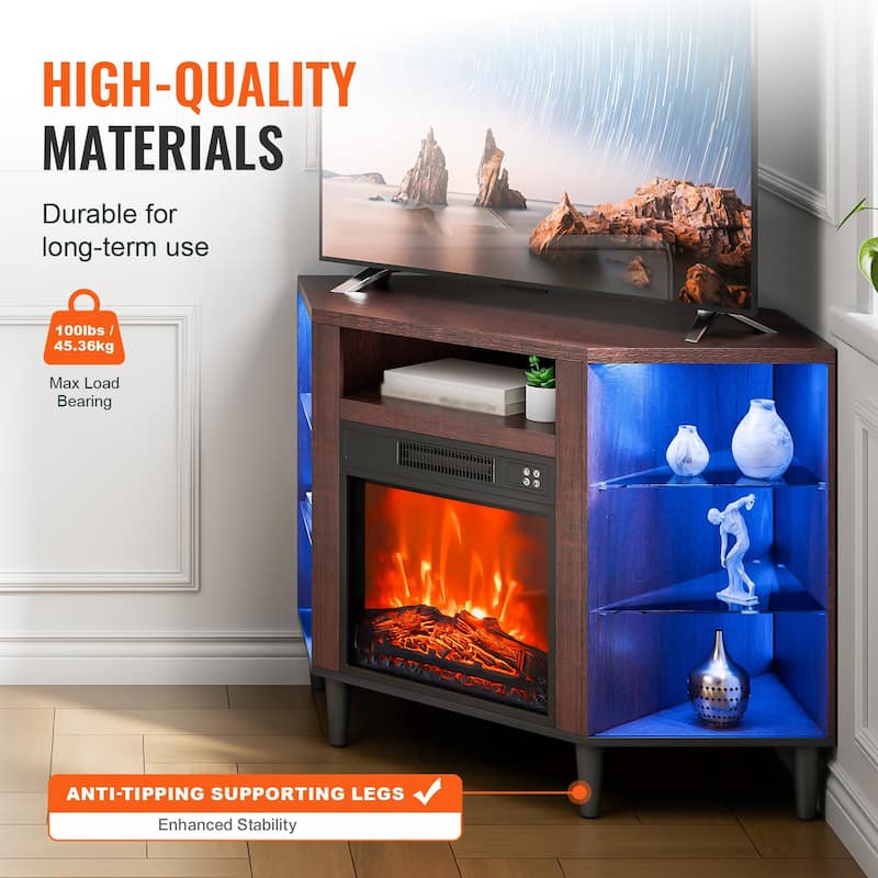 TV Stand with Fireplace Insert LED Lighting Storage for Living Room - 45 x 22.01 x 29.80 in