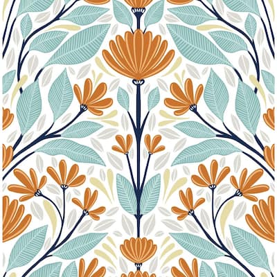 NextWall Folk Floral Peel and Stick Wallpaper