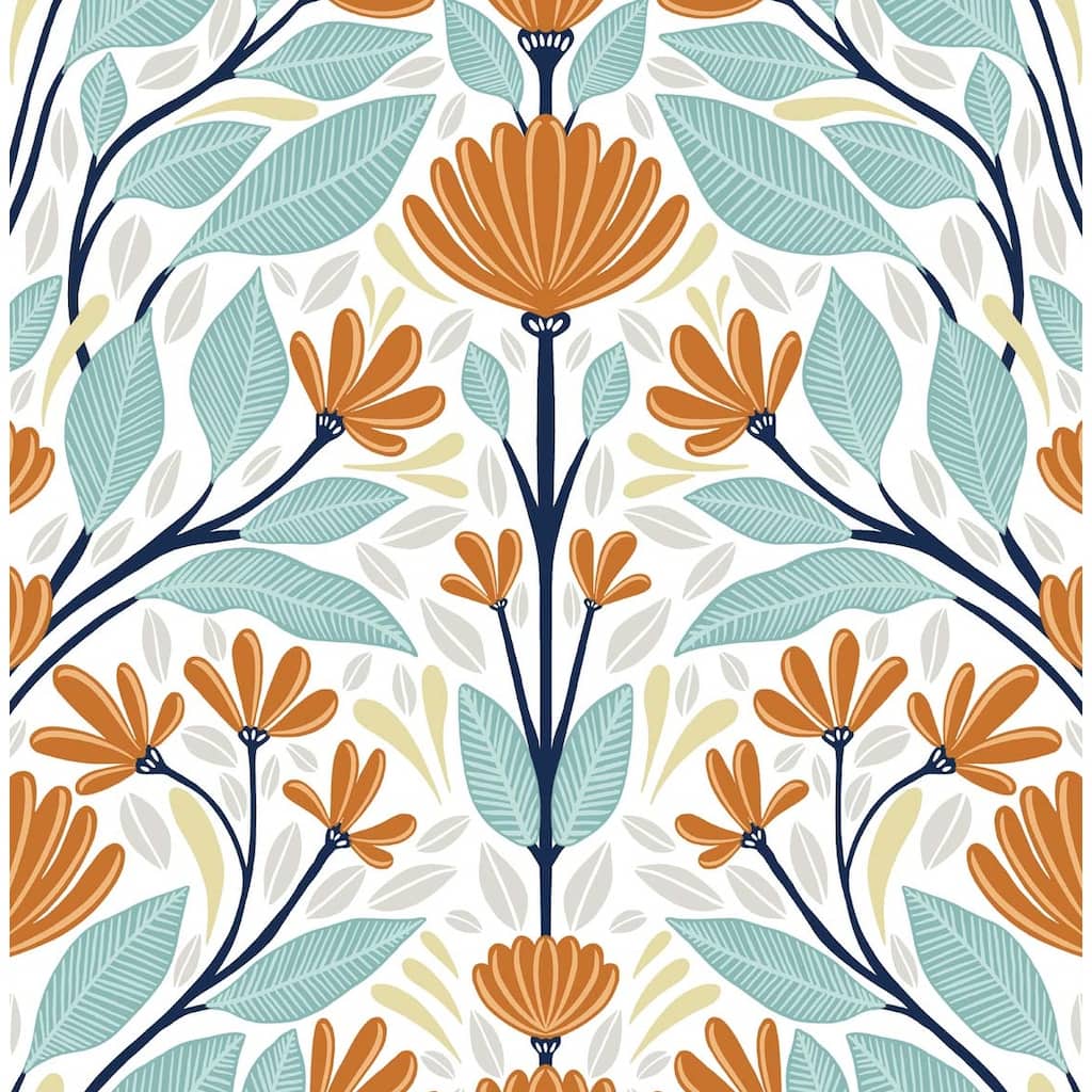NextWall Folk Floral Peel and Stick Wallpaper