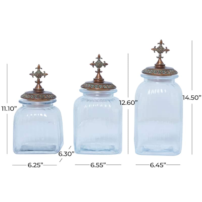 Gold Polystone Traditional Decorative Jars ( Set of 3) - S/3 15", 13", 11"H