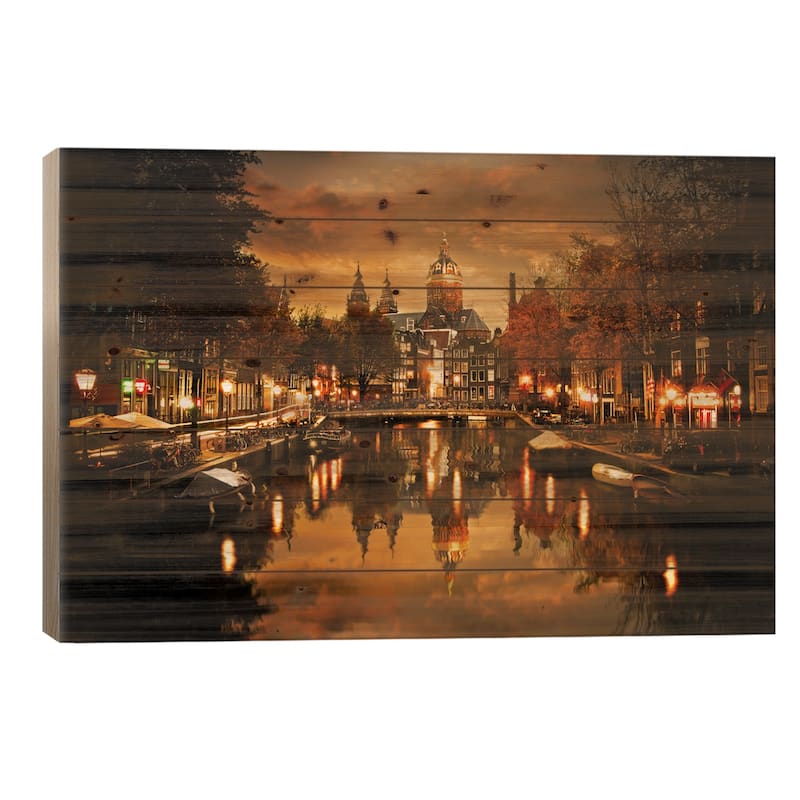 Amsterdam IV Print On Wood by Enzo Romano - Multi-Color - 18x26x1.5