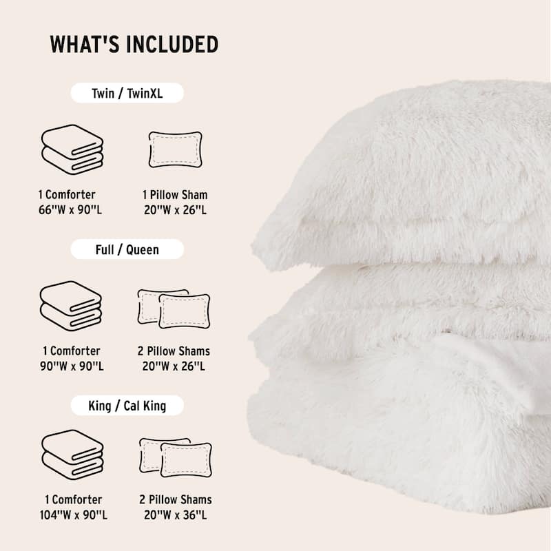 Intelligent Design Leena Shaggy Long Fur Comforter Mini Set