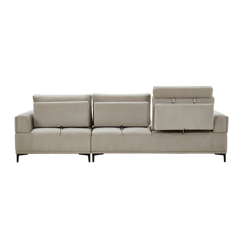 Pasargad Home Modern Lucca Sectional Sofa With Push Back Function