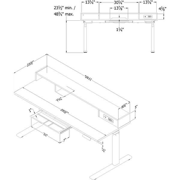 South Shore Zelia Adjustable Height Standing Desk with Built In Power