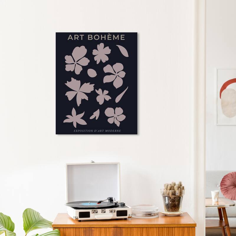 Wynwood Studio Canvas Floral and Botanical Noir Boheme Petals Black and Modern & Contemporary Wall Art Canvas Print - 24 x 20