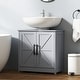 preview thumbnail 10 of 32, HOMCOM Pedestal Sink Storage Cabinet, Farmhouse Freestanding Bathroom Sink Cabinet with 2 Barn Doors and Adjustable Shelf, White Silver