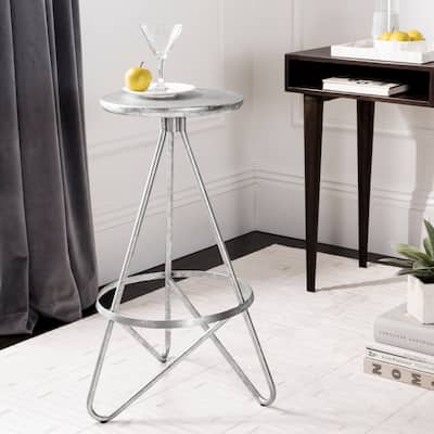 SAFAVIEH Ortrud 30-inch Bar Stool - Silver / Leaf - 16.5" x 16.5" x 24" - 18Wx17Dx30H