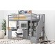 preview thumbnail 5 of 31, Twin Size Loft Bed with L-Shaped Desk, Storage Drawers, Cabinet, and Staircase, Space-Saving Design, Grey