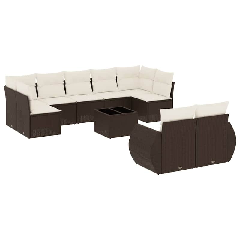vidaXL Patio Sofa Set with Cushions Outdoor Conversation Furniture Poly Rattan